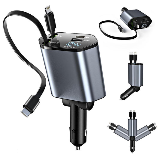 C1 4-in-1 Retractable Fast Car Phone Charger 65W